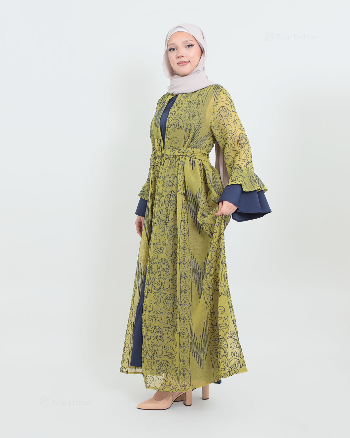 Open Abaya - Light Green - 3