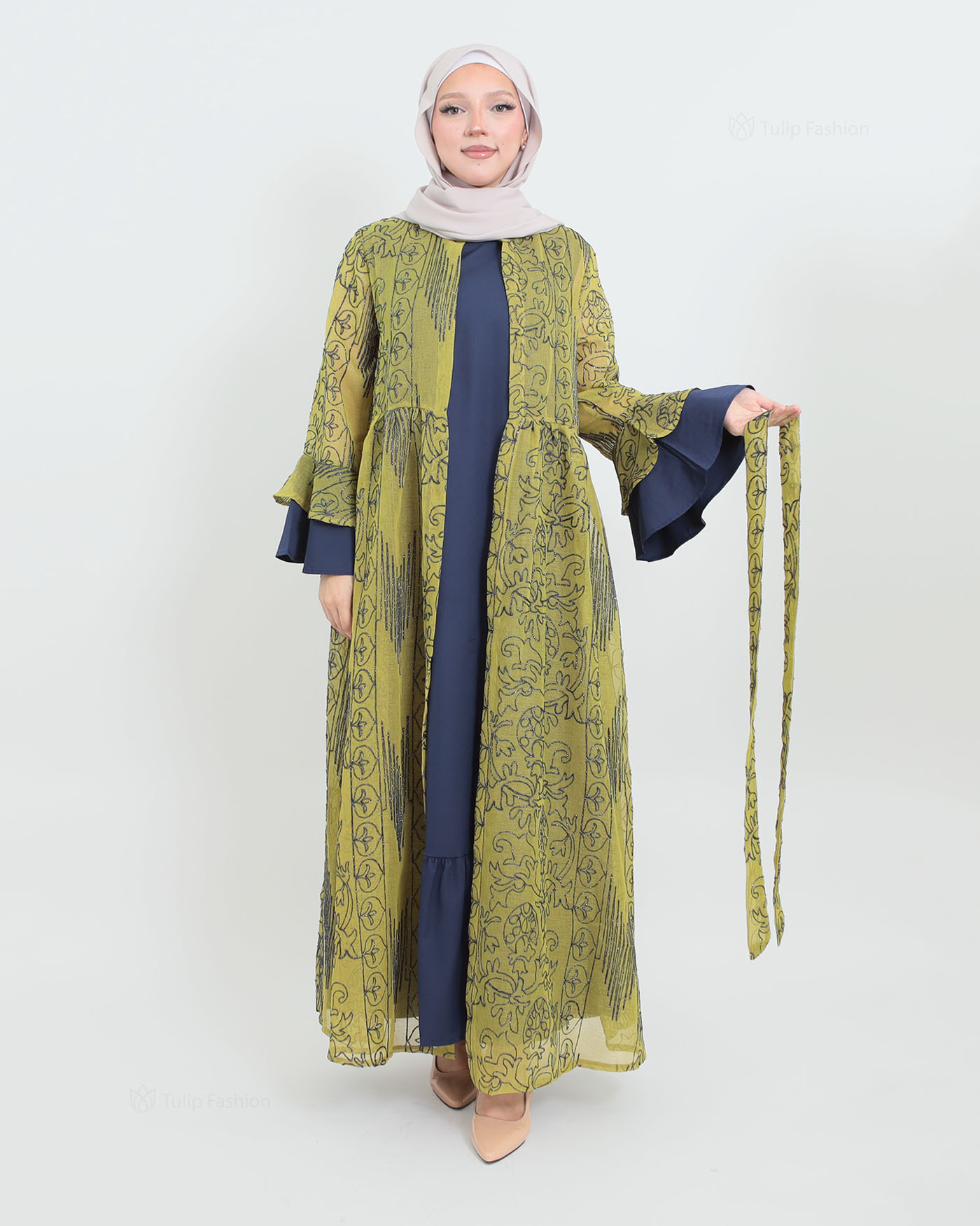 Open Abaya - Light Green - 8