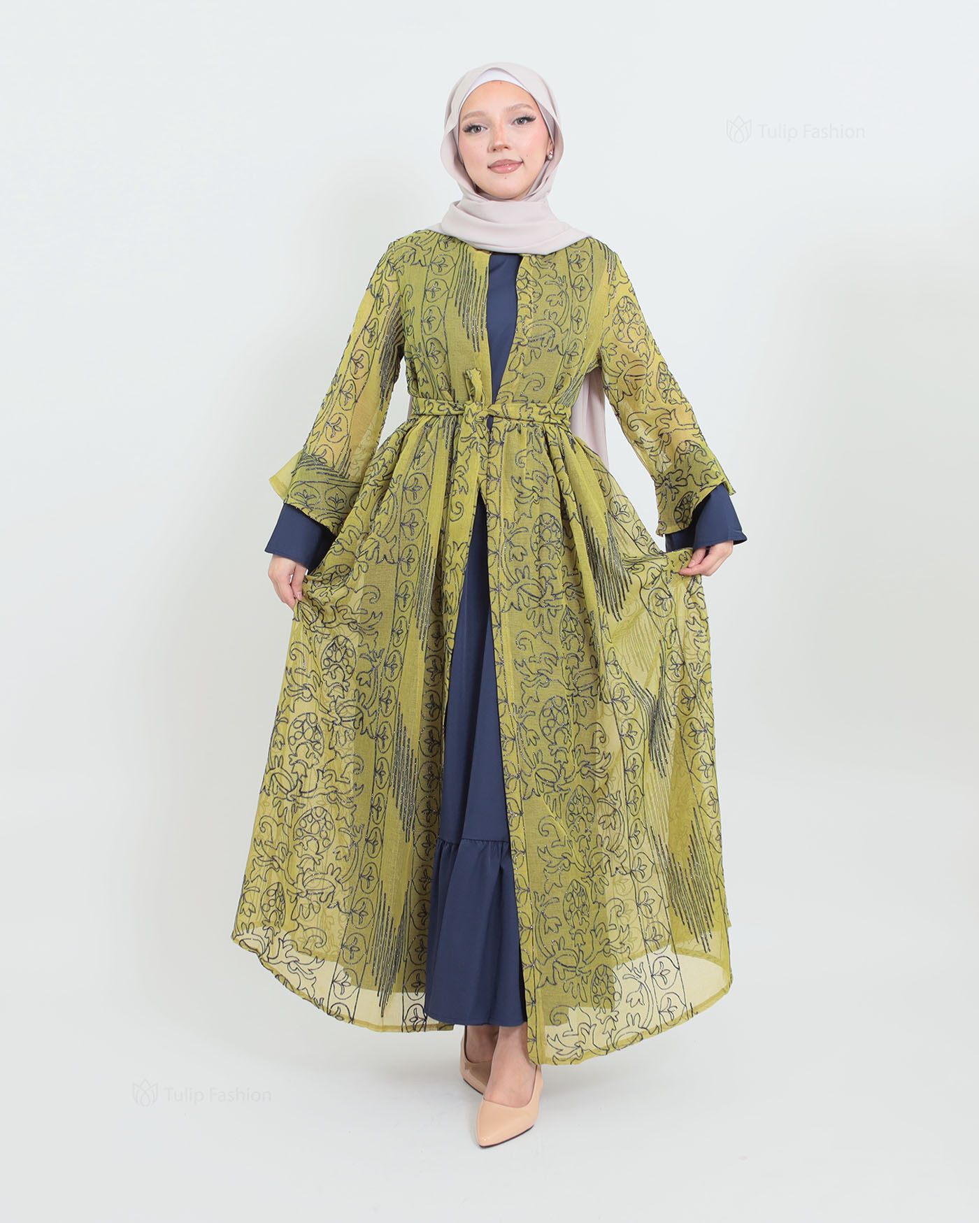 Open Abaya - Light Green
