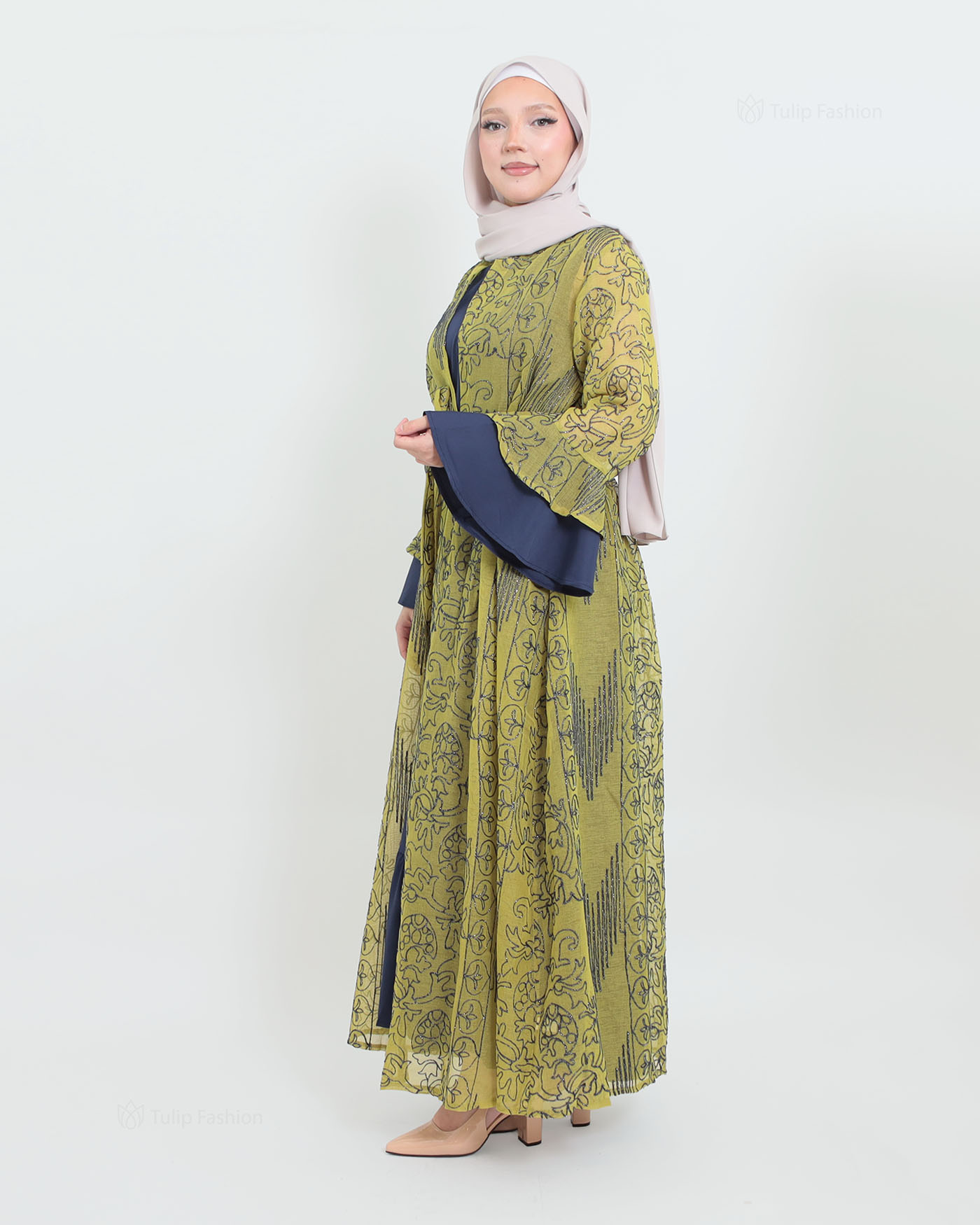 Open Abaya - Light Green - 2