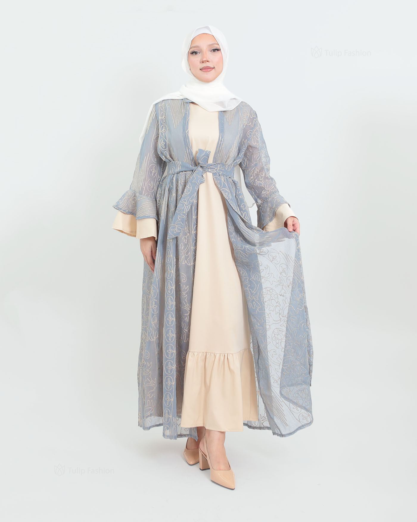 Open Abaya - Sky Blue - 2