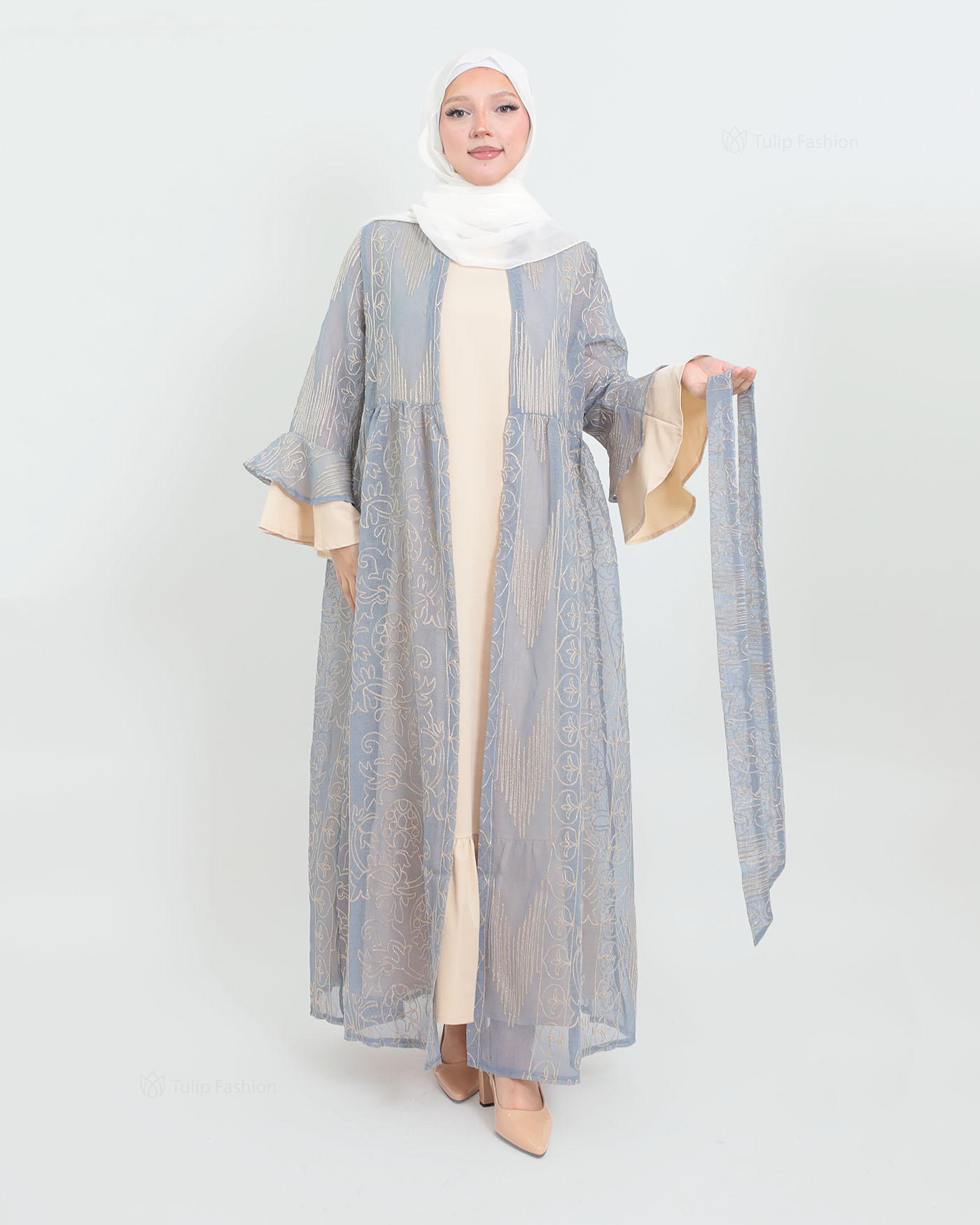 Open Abaya - Sky Blue - 8