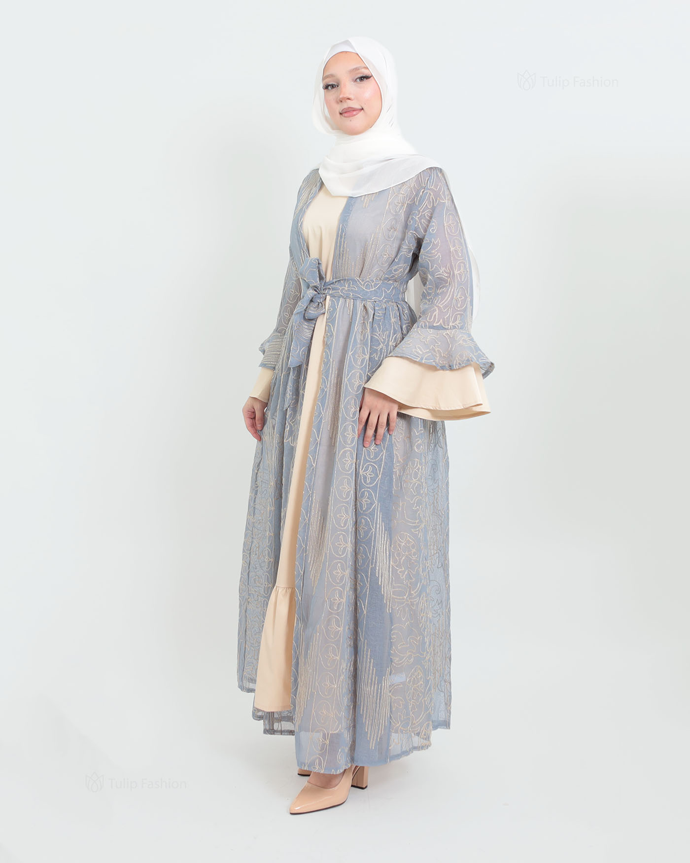 Open Abaya - Sky Blue - 11