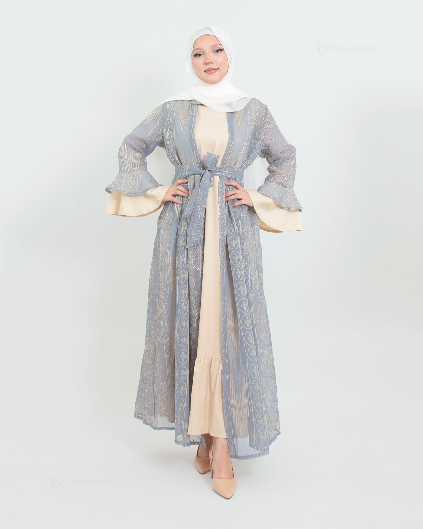 Open Abaya - Sky Blue - 3