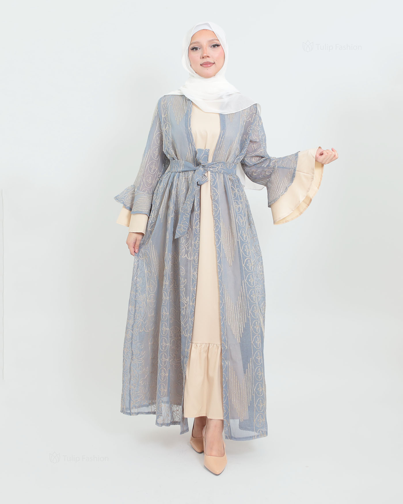 Open Abaya - Sky Blue - 9