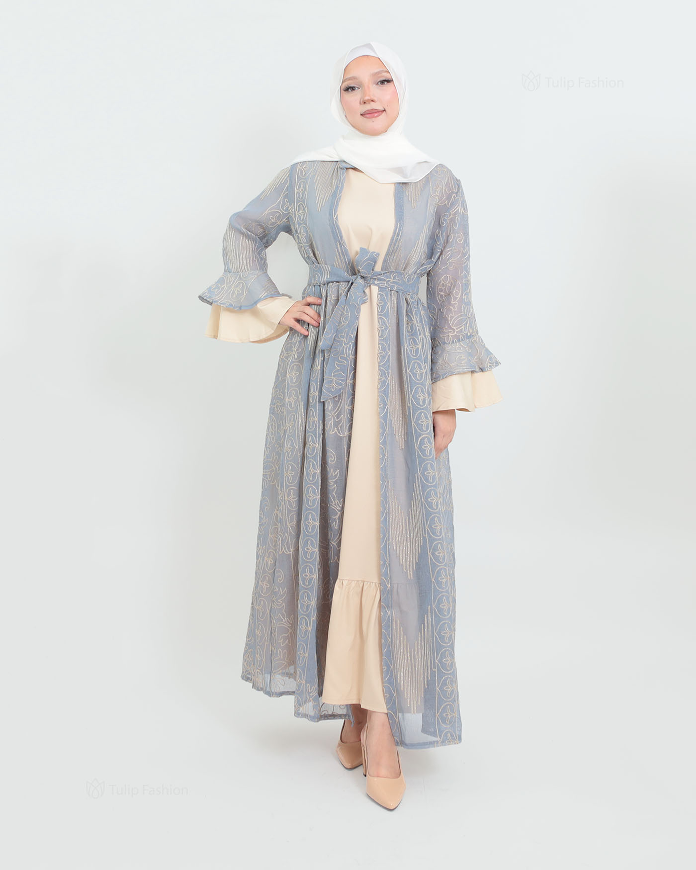 Open Abaya - Sky Blue - 4