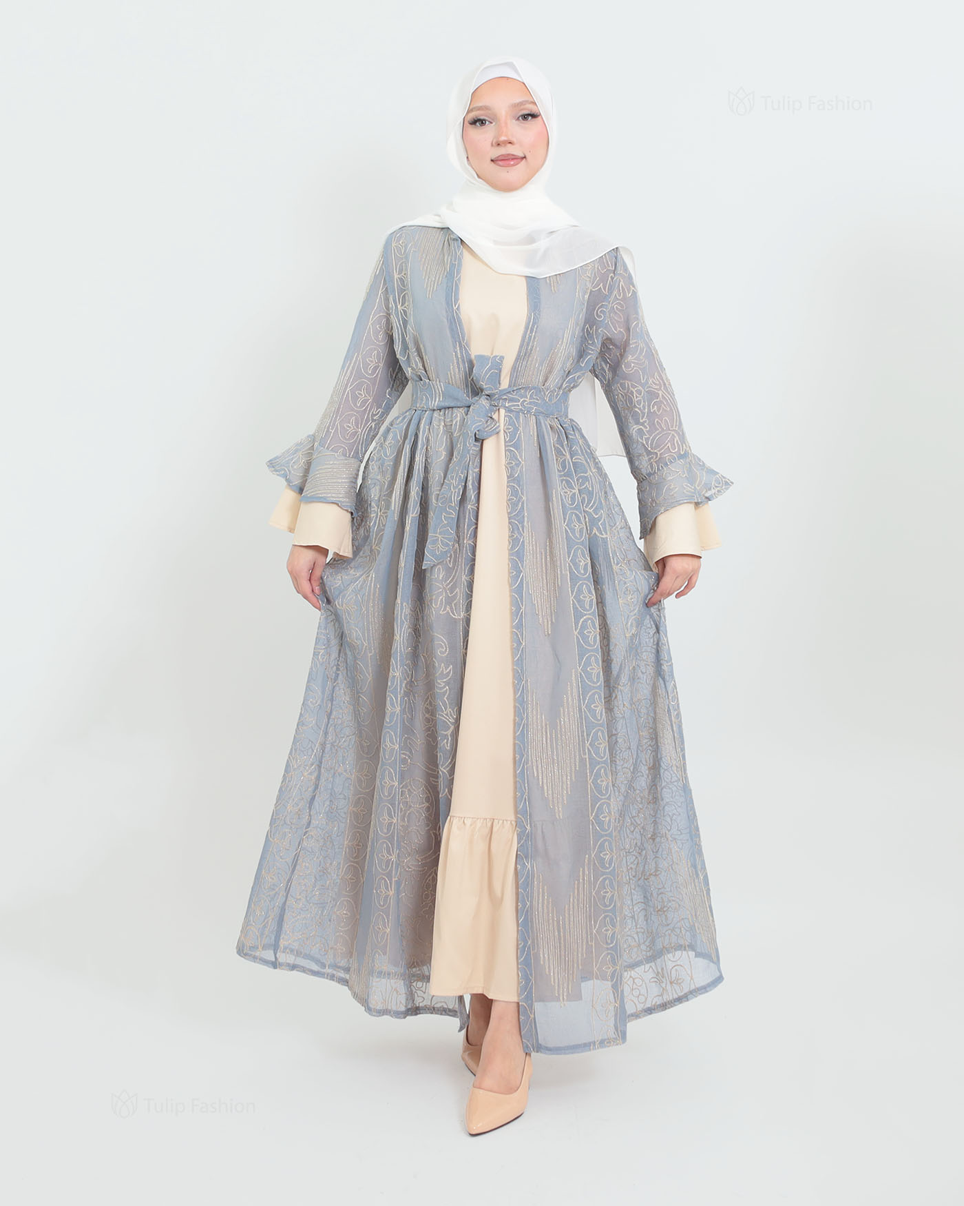 Open Abaya - Sky Blue