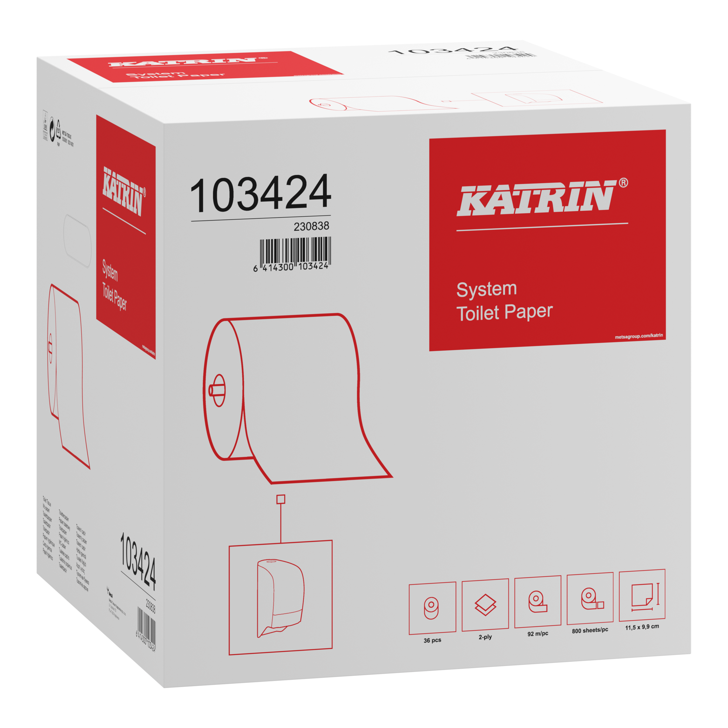 Katrin Toalettpapper till Dispenser System 800 Ark 2-lagers - 3
