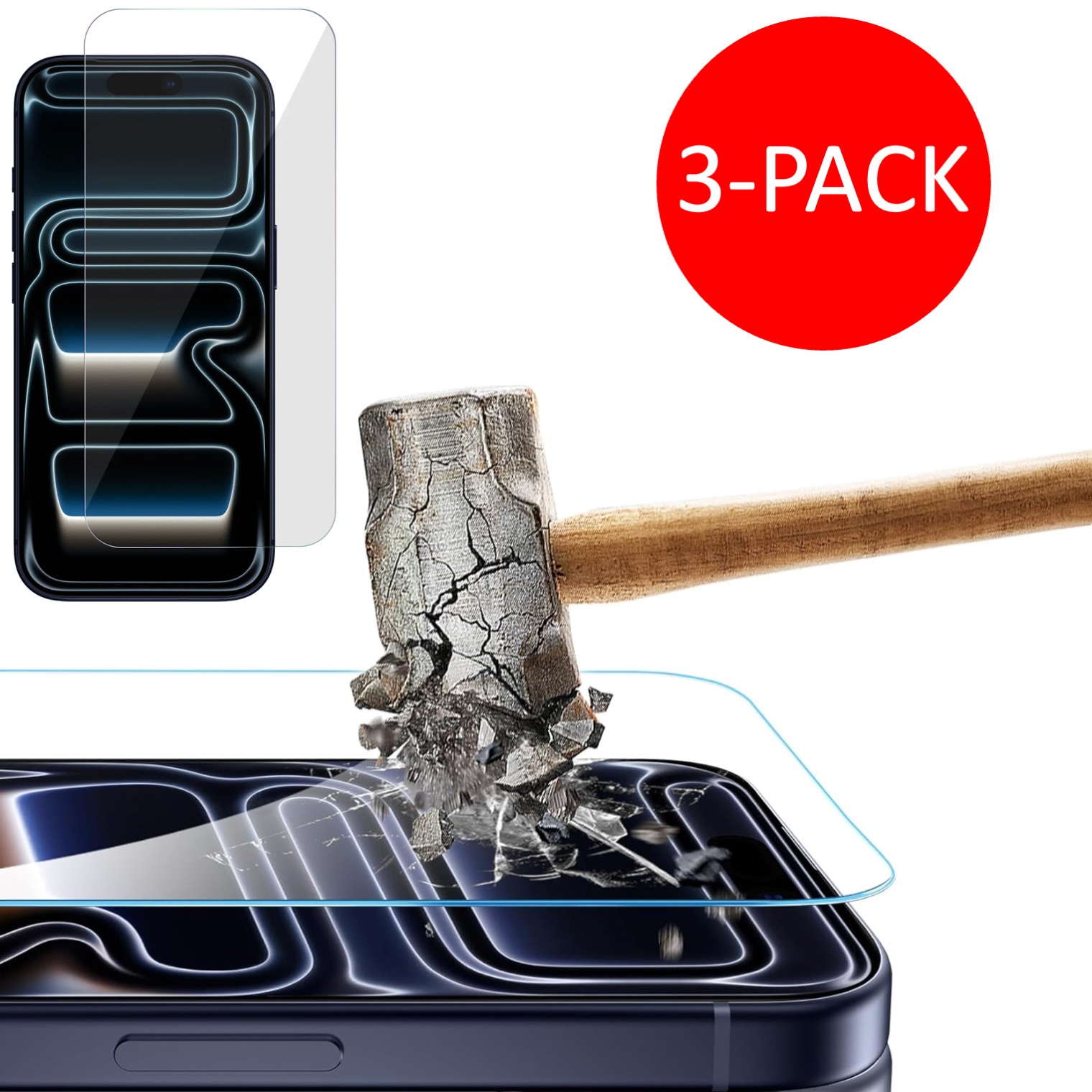 3-Pack Iphone 17 Pro skärmskydd härdat glas premium