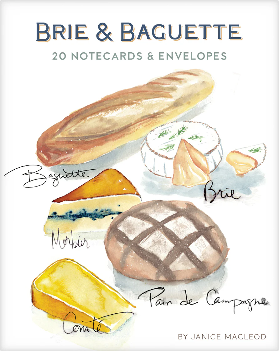Brie & Baguette Notes - 20 Notecards & Envelopes (Notecards/Writing Paper)