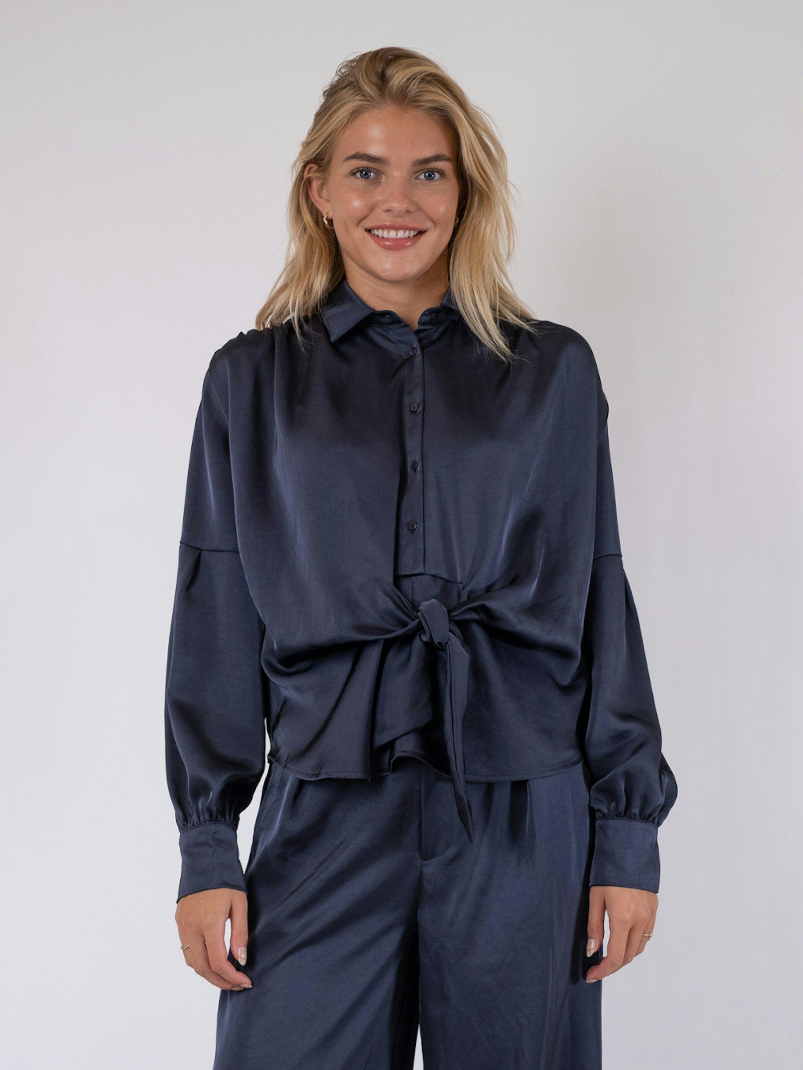 Naja Satin Shirt Midnight Blue - 3