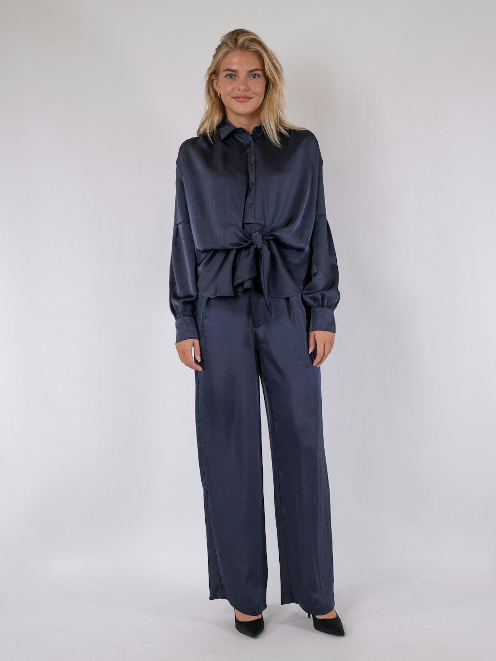 Naja Satin Shirt Midnight Blue - 5