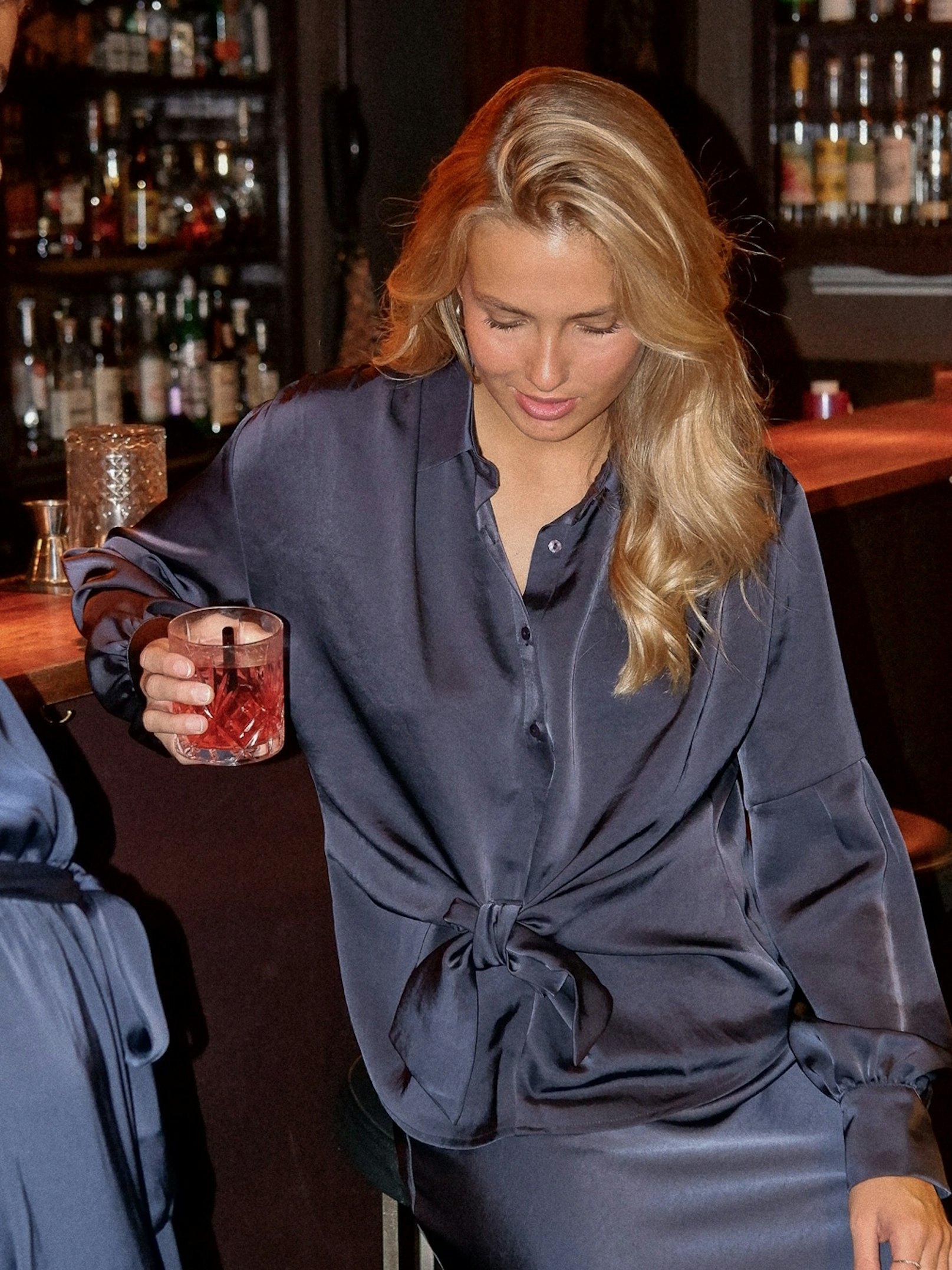 Naja Satin Shirt Midnight Blue - 6