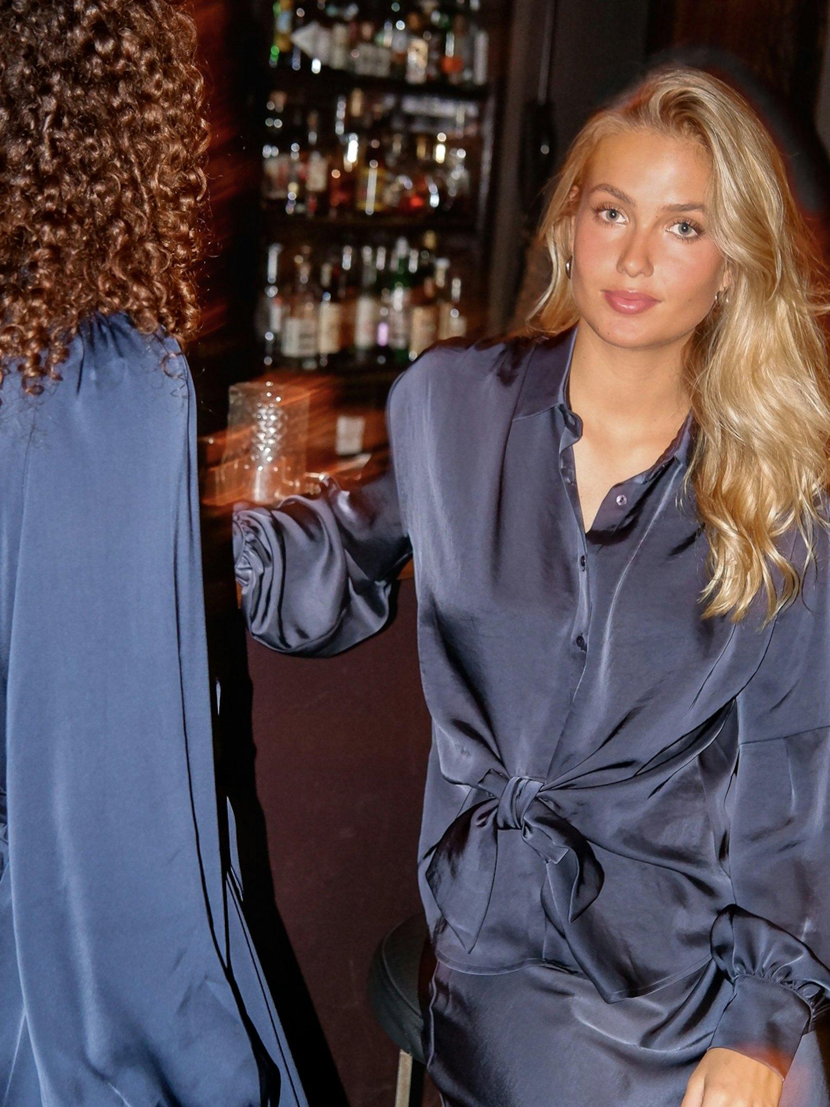 Naja Satin Shirt Midnight Blue - 7
