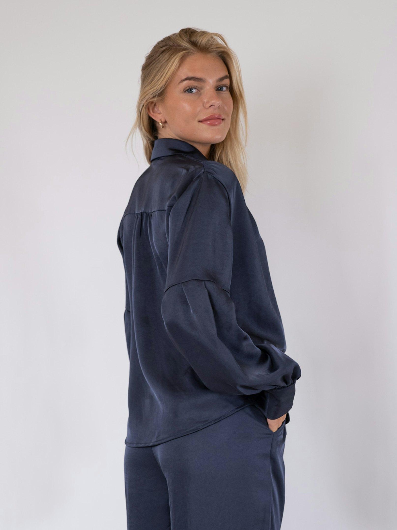 Naja Satin Shirt Midnight Blue - 4