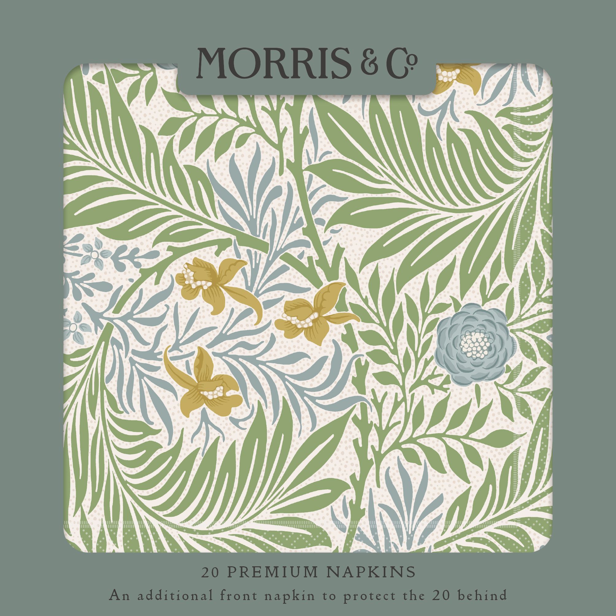 Larkspur, William Morris, Grass Green, Napkins