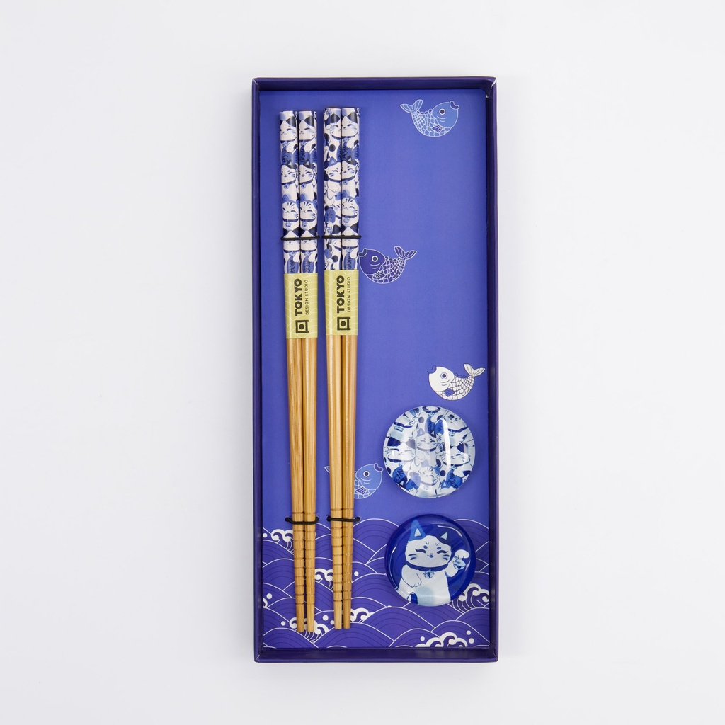 Ätpinnar med ställ kawaii katt 2-pack - 2