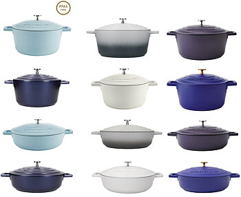 Lättvikts grytor i gjuten Aluminium i olika färger MasterClass 