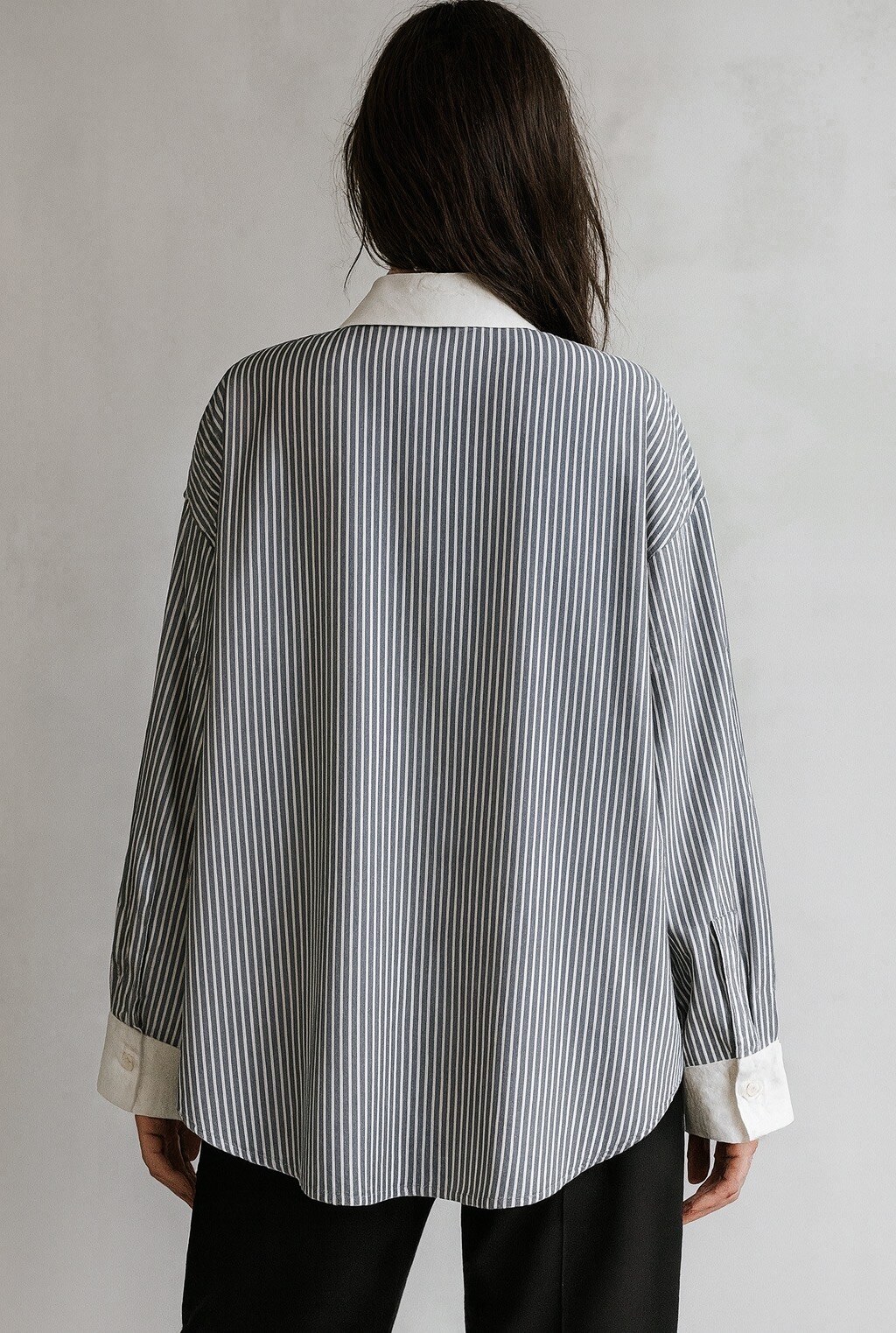 Shirt greyblue stripes with tie - 2