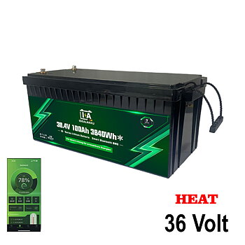 LiFePO4 Batteri 36 Volt 100 Ah , BMS , Bluetooth App , Bodelsbatteri / Trollingmotor  HEAT -Idealakku-