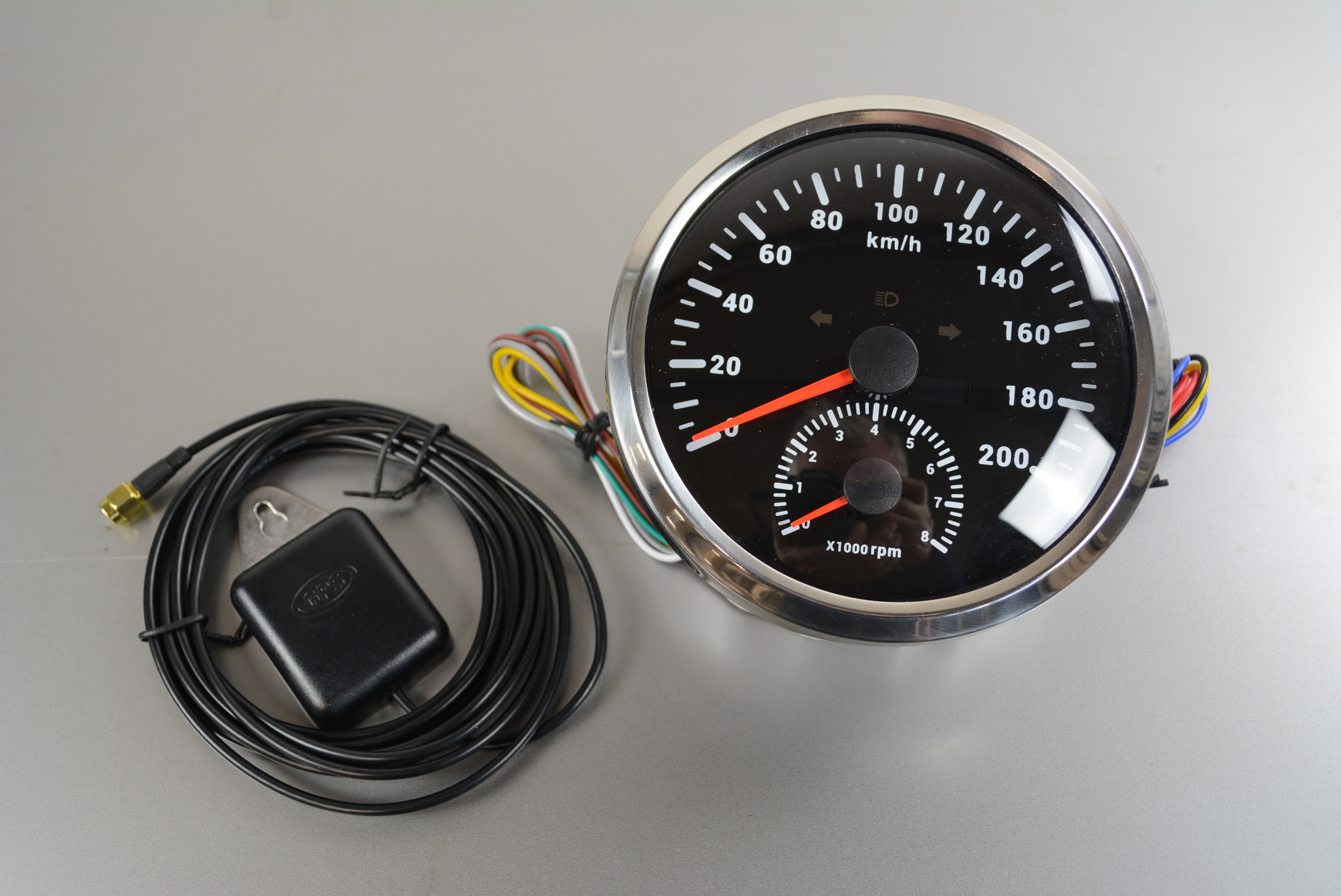 Hastighetsmätare med Varvräknare 110mm km/h Svart/GPS