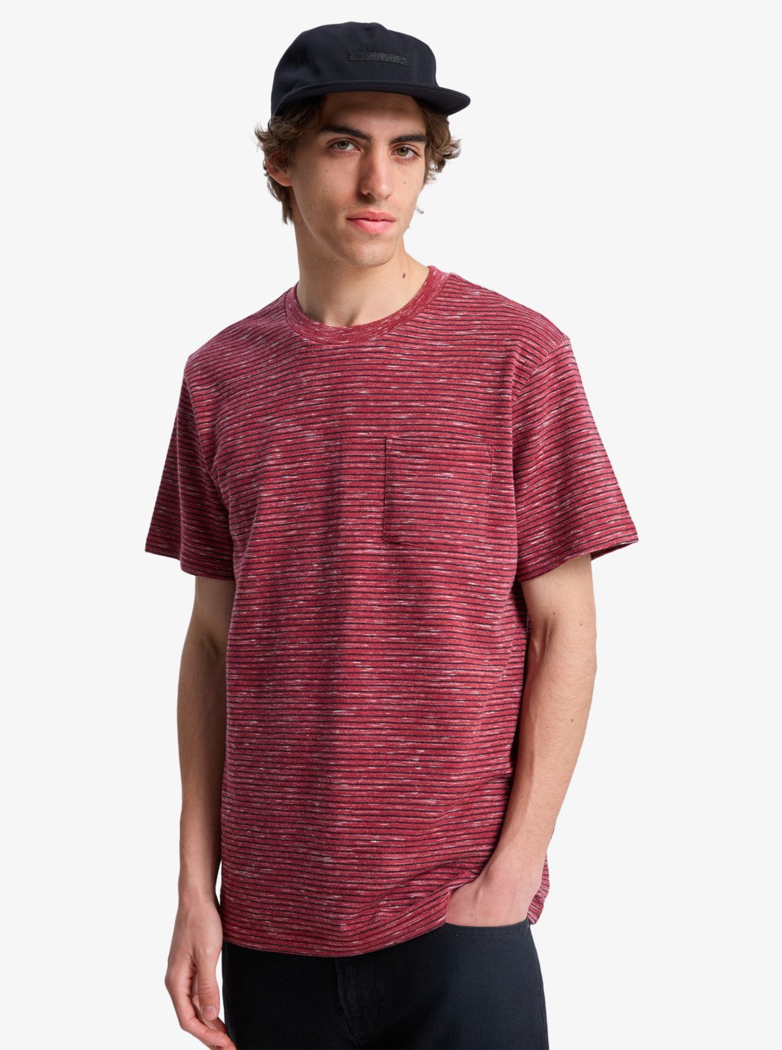 Quiksilver t-shirt Lopaz striped pocket burnt russet - 2