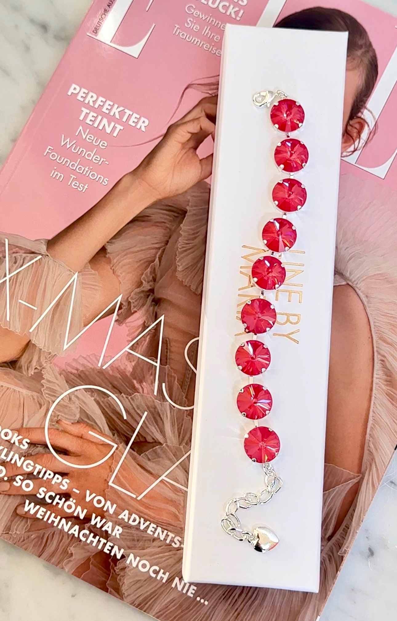 Armband Angelina Poppy Red Silver