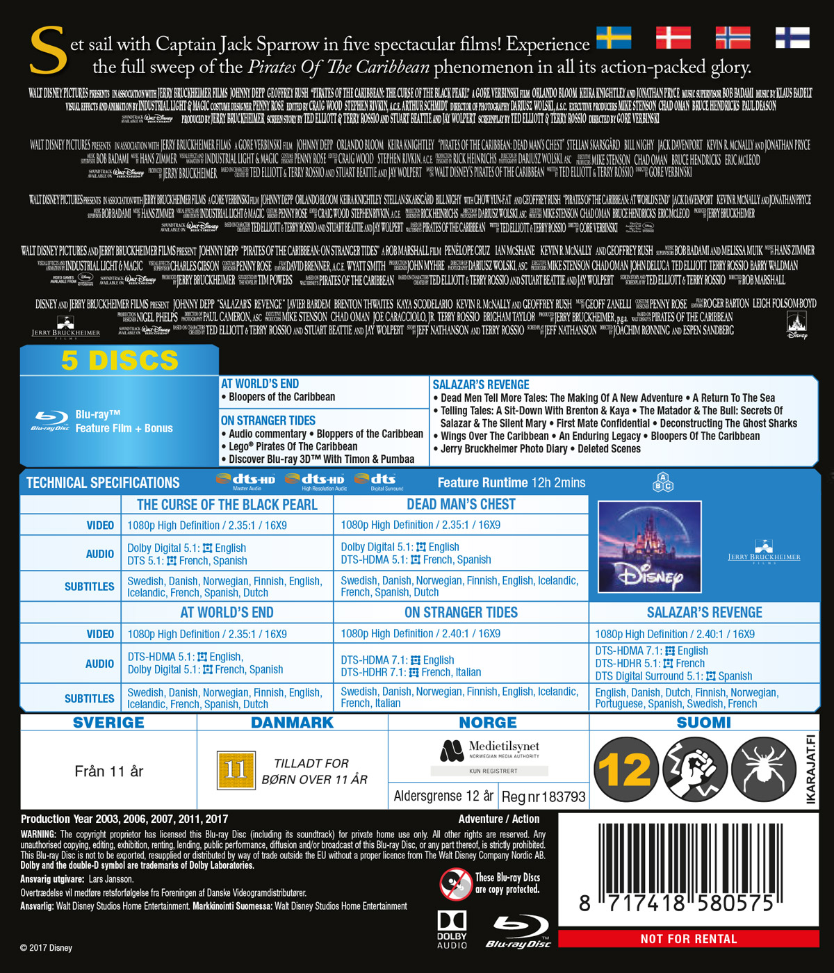 Pirates of the Caribbean - 5 Movie Collection (5-disc) (Blu-ray) - 2
