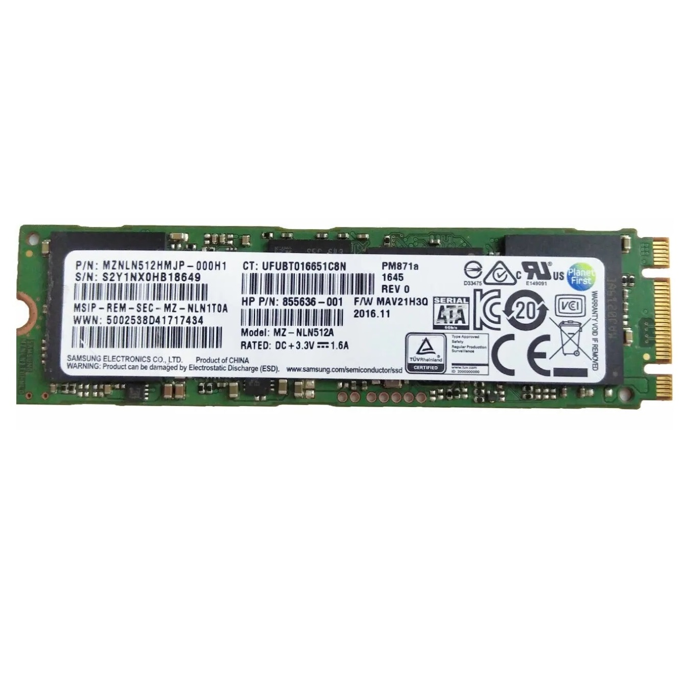 Begagnad 512GB Samsung PM871a SSD M2 2280 SATA MZNLN512HMJP