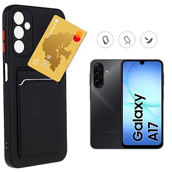 Samsung Galaxy A17 skal mobilskal korthållare slot svart