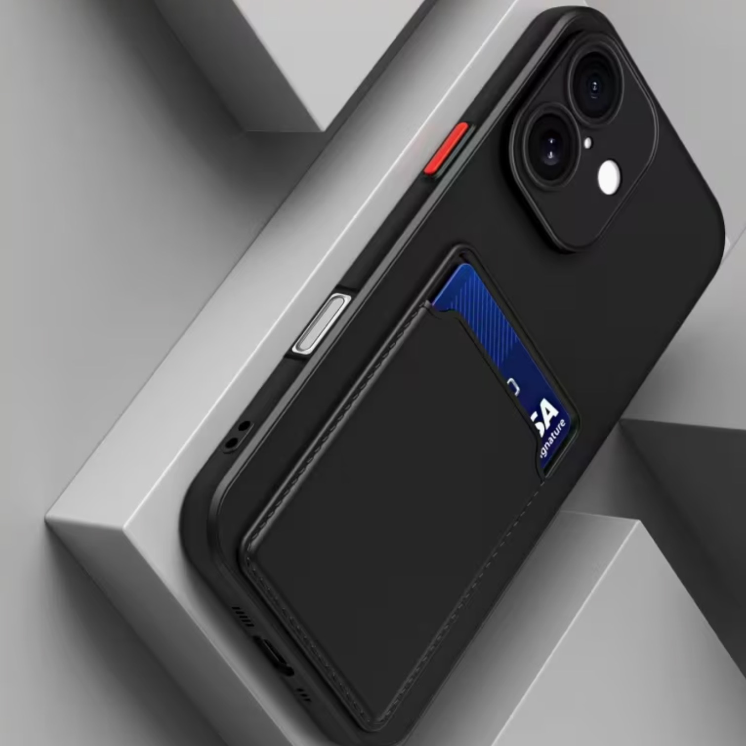 Iphone 17 skal mobilskal korthållare slot svart - 5