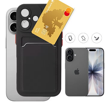 Iphone 17 skal mobilskal korthållare slot svart