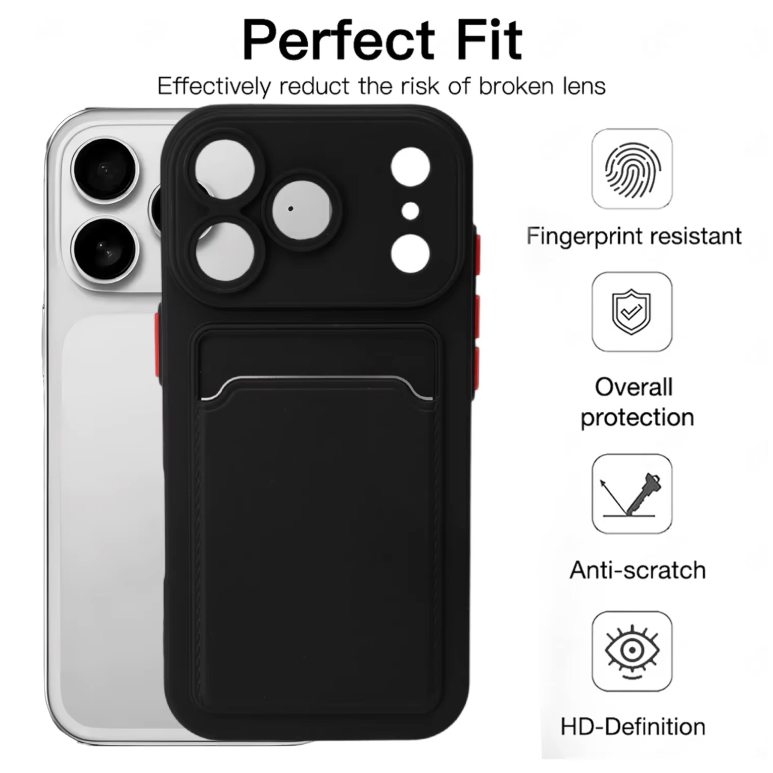 Iphone 17 Pro skal mobilskal korthållare slot svart - 3