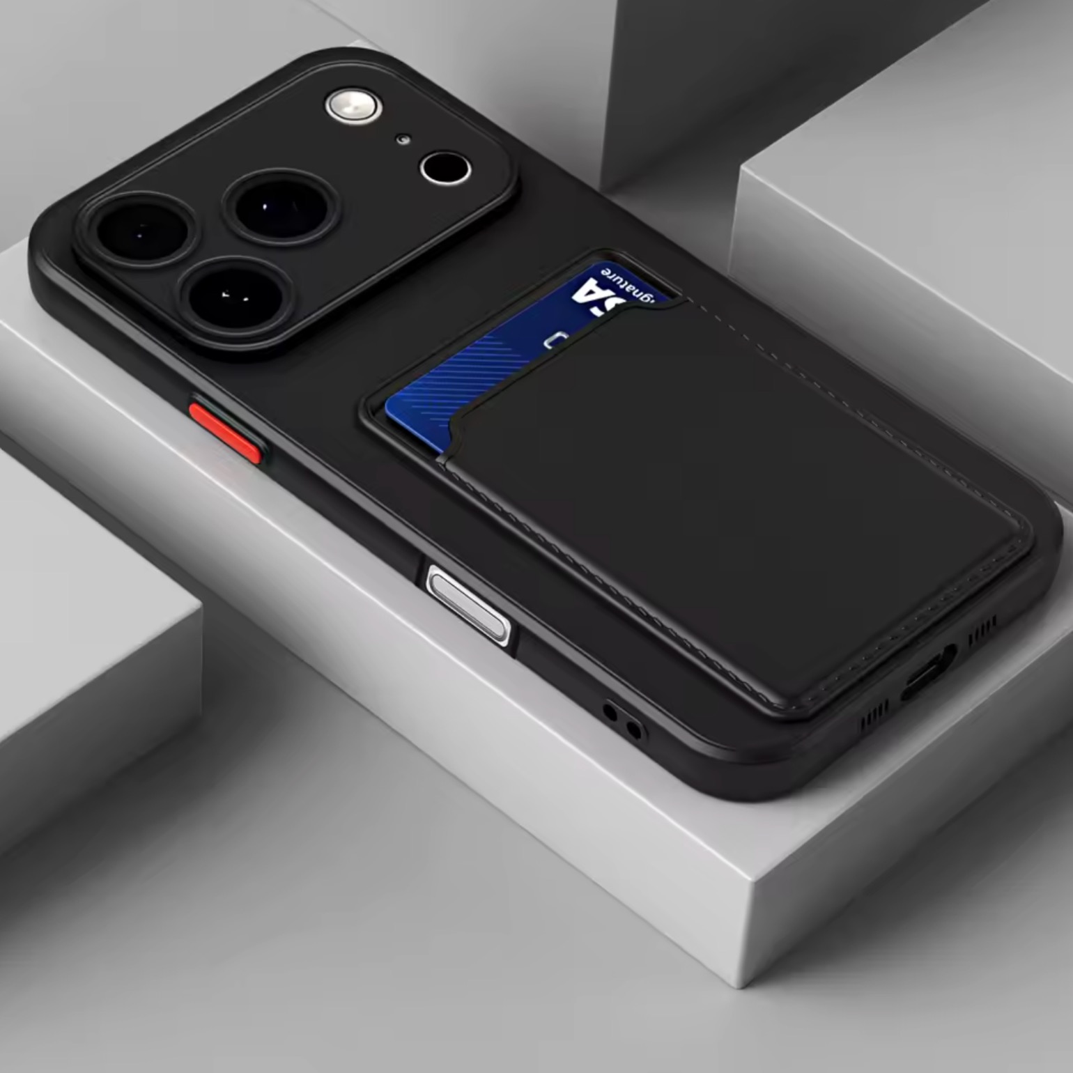 Iphone 17 Pro Max skal mobilskal korthållare slot svart - 5