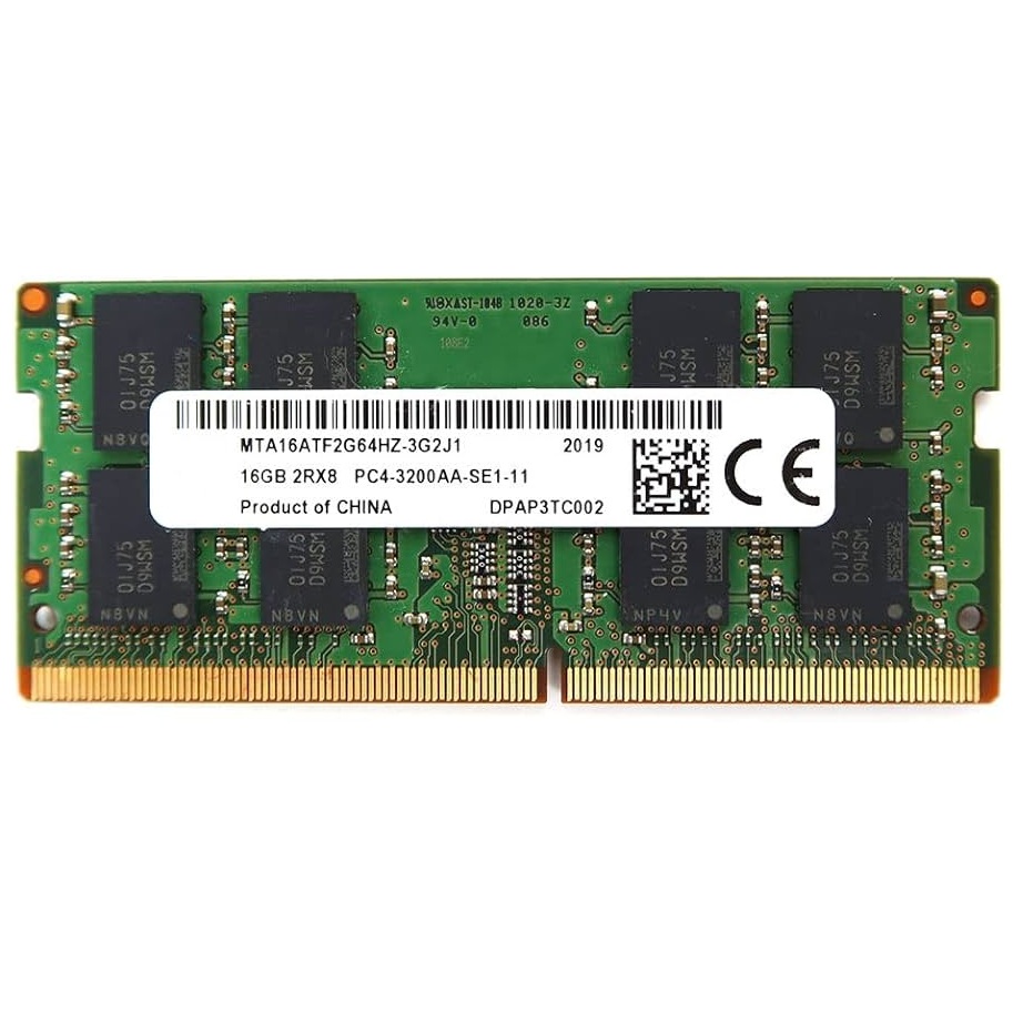 Begagnat 16GB DDR4 (1x16GB) Micron SODIMM 2Rx8 PC4-3200AA 3200MHz RAM Minne MTA16ATF2G64HZ-3G2J1