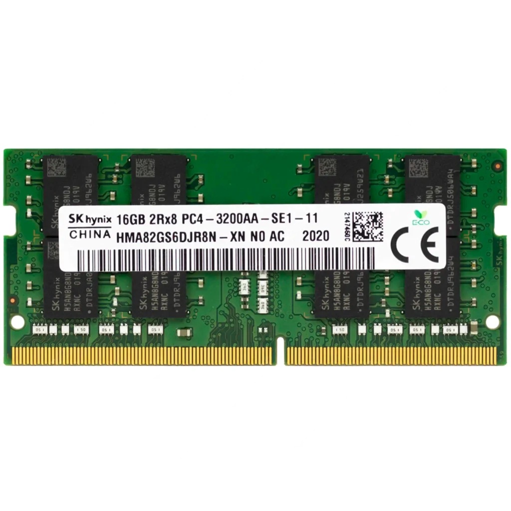 Begagnat 16GB DDR4 (1x16GB) SK Hynix SODIMM 2Rx8 PC4-3200AA 3200MHz RAM Minne HMA82GS6DJR8N