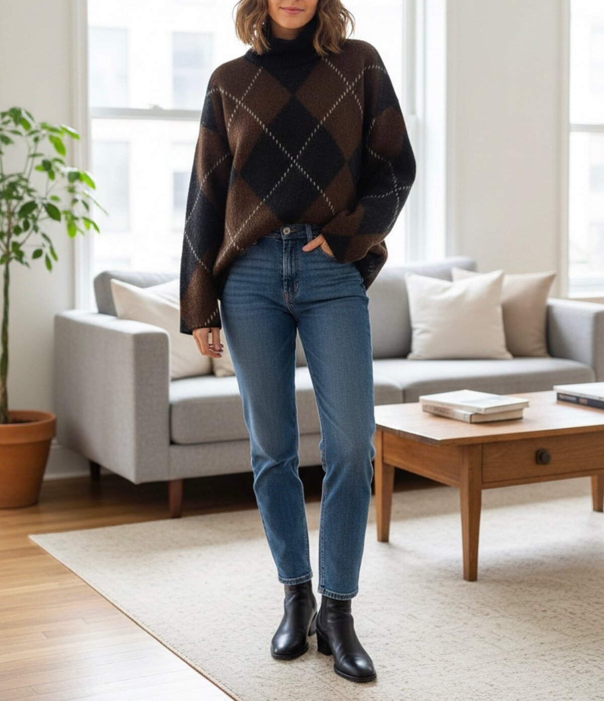 Knitted sweater turtleneck black