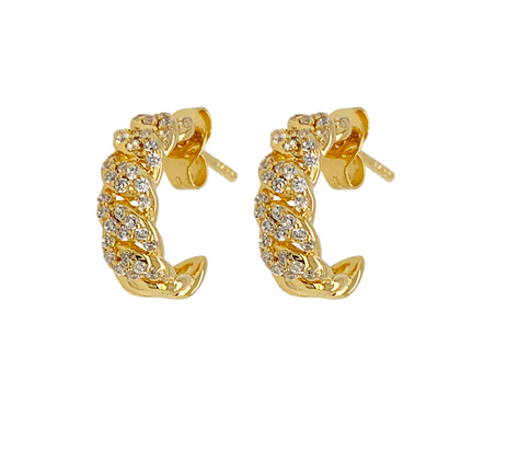 Curb Hoops med stenar 16 mm, guld
