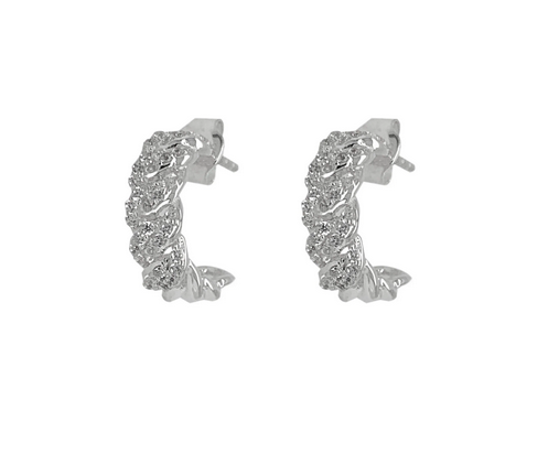 Curb Hoops med stenar 16 mm, silver