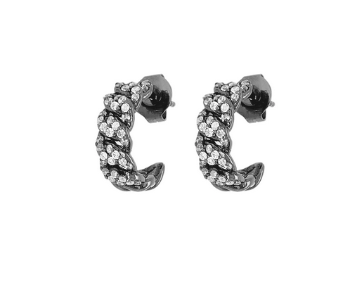 Curb Hoops med stenar 16 mm, svart