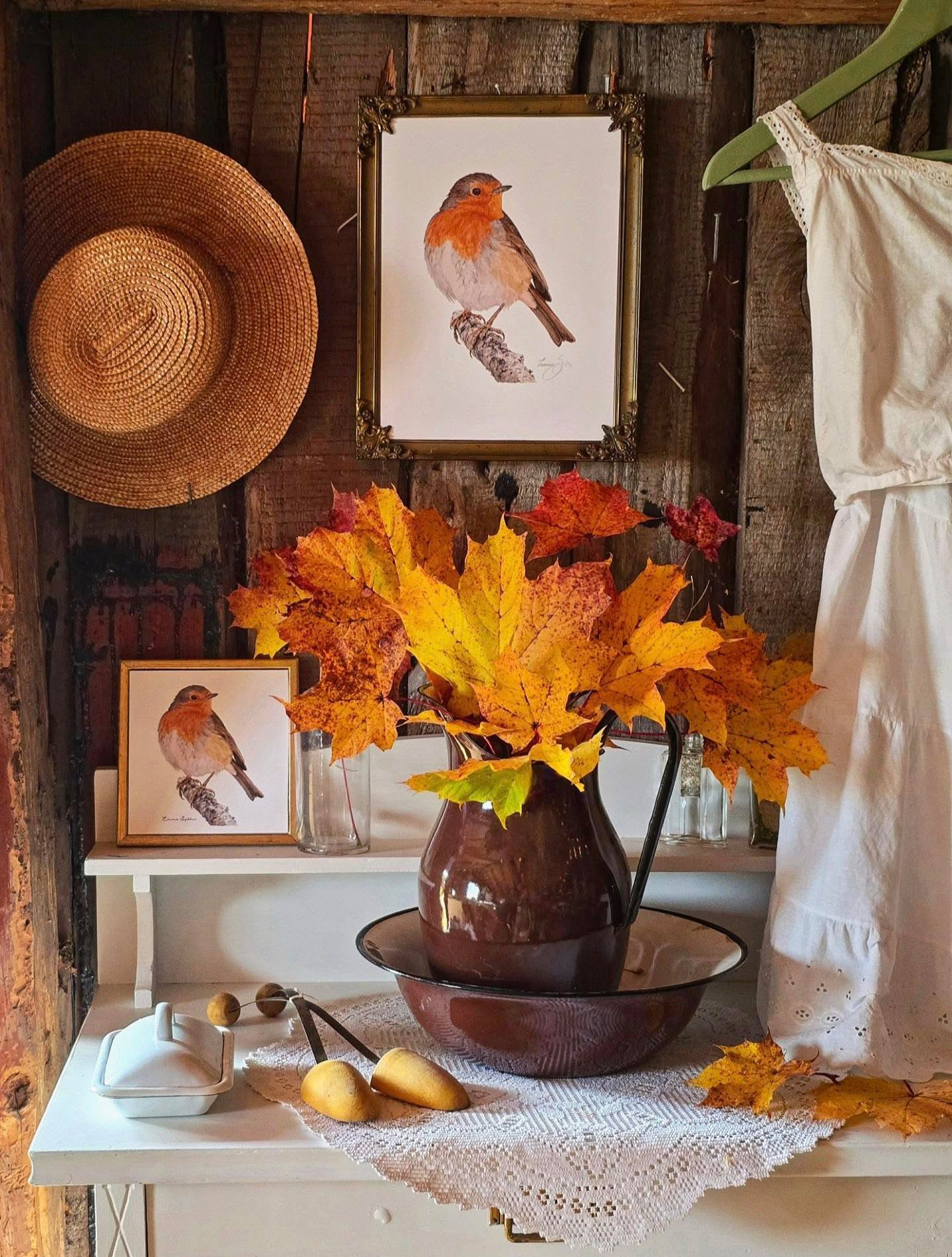 "SET" ART PRINT & CARD RED ROBIN  