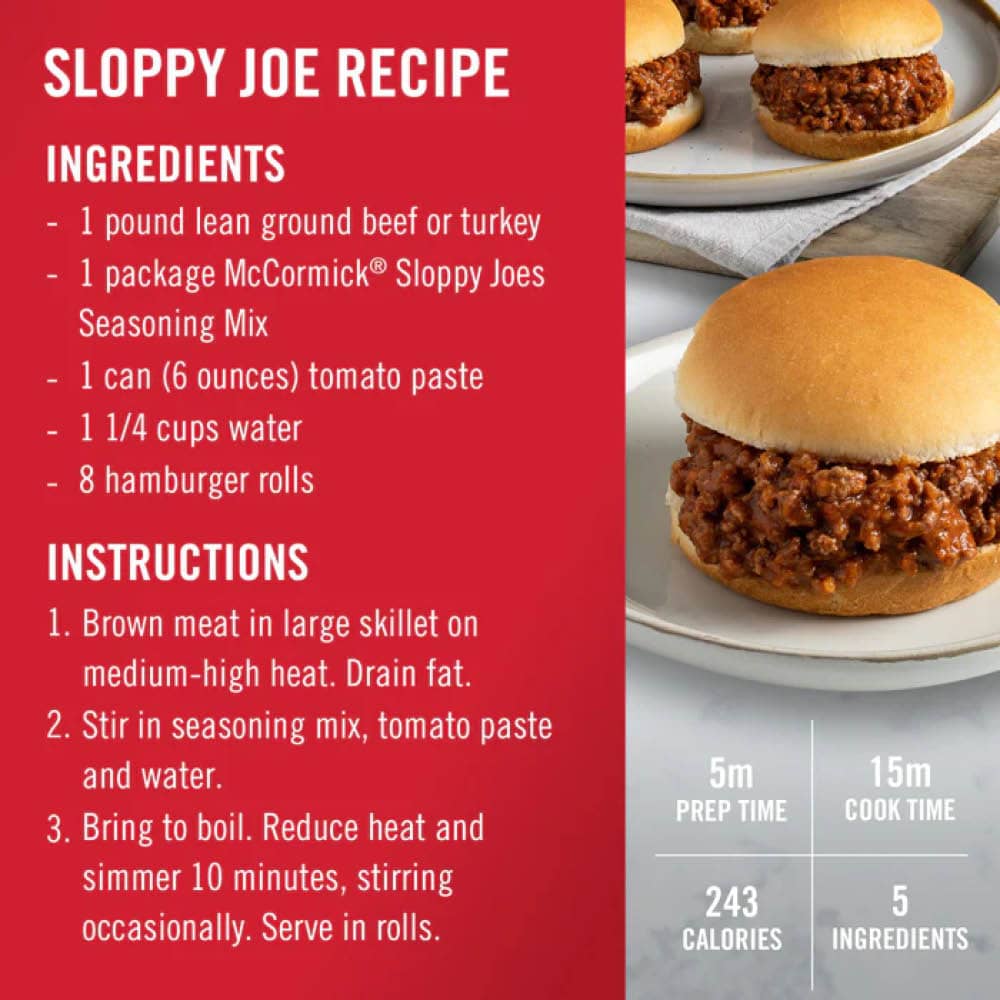 McCormick Sloppy Joes Seasoning Mix 37g - 6