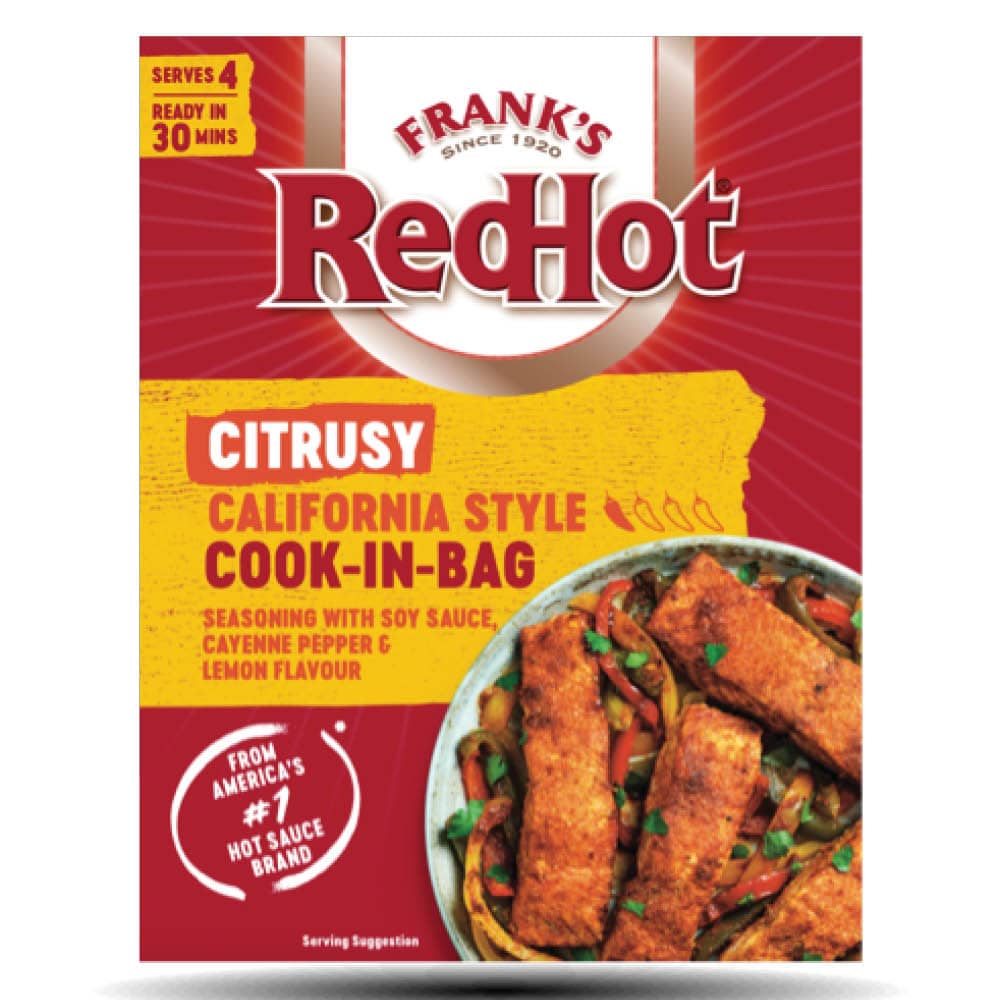 Frank's RedHot Sazonador Cítrico Estilo California para Cocinar en Bolsa 25g