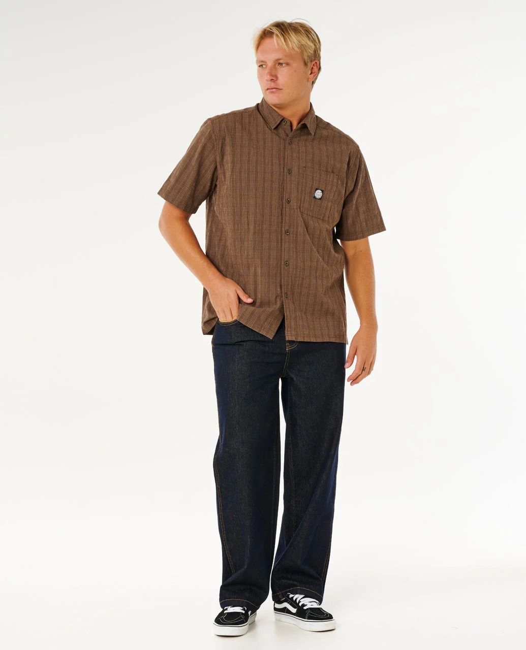 Rip Curl skjorta Premium surf check s/s coffe - 2