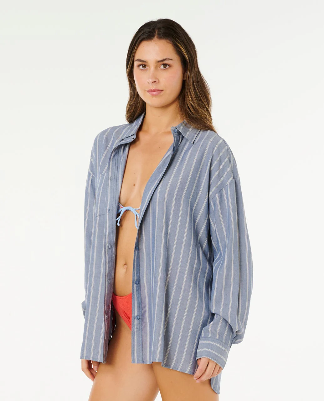 Rip Curl skjorta dam beach days pinstripe dusty blue - 2