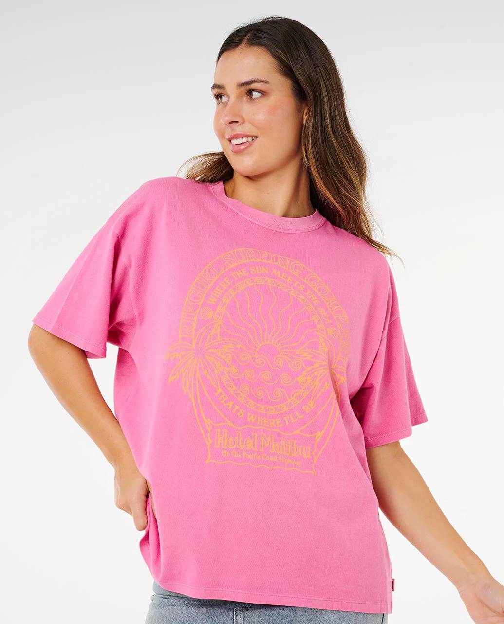 Rip Curl t-shirt dam Hotel malibu super pink