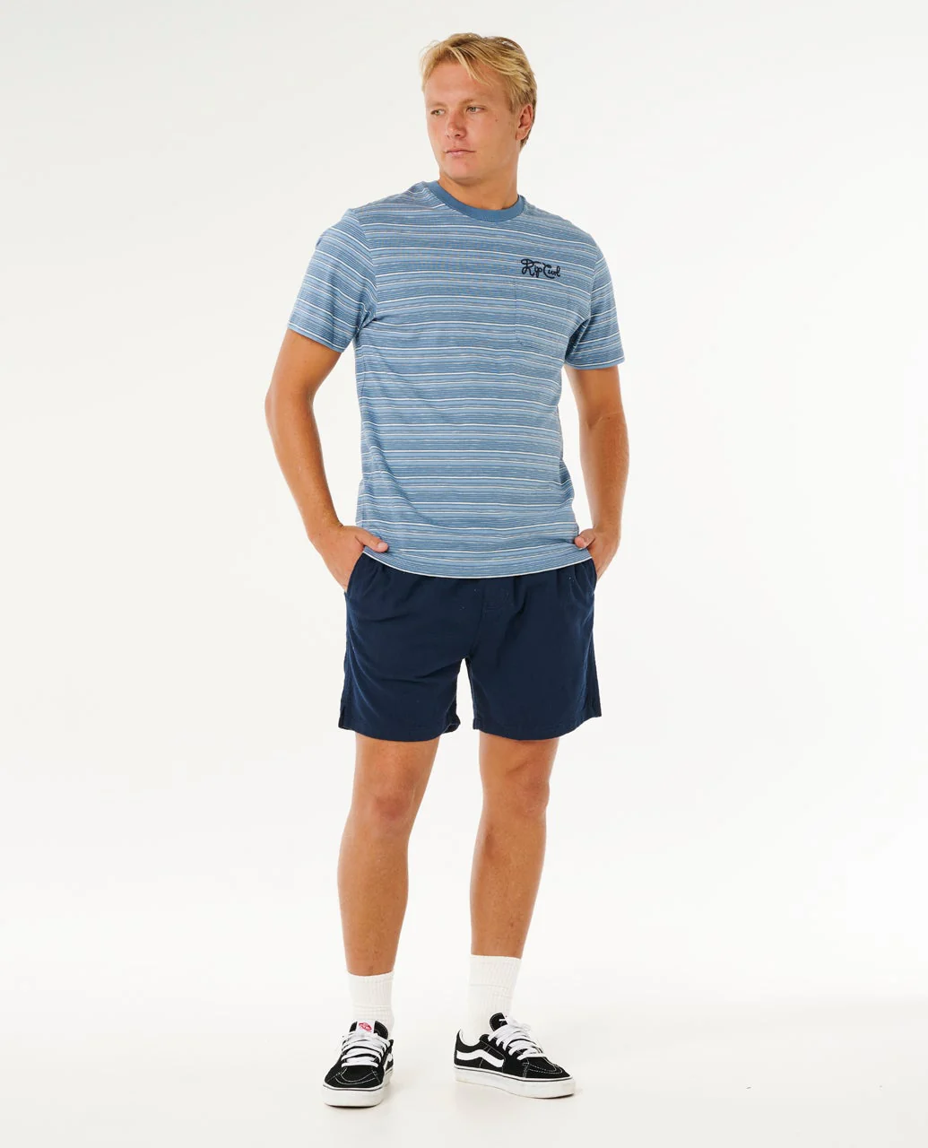Rip Curl t-shirt Pacific rinse stripe faded denim - 2
