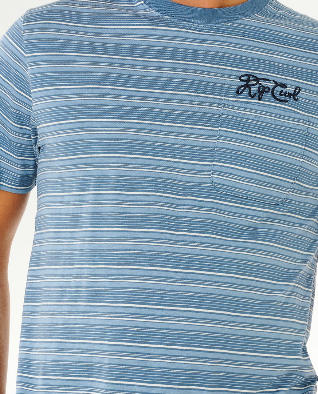 Rip Curl t-shirt Pacific rinse stripe faded denim - 4
