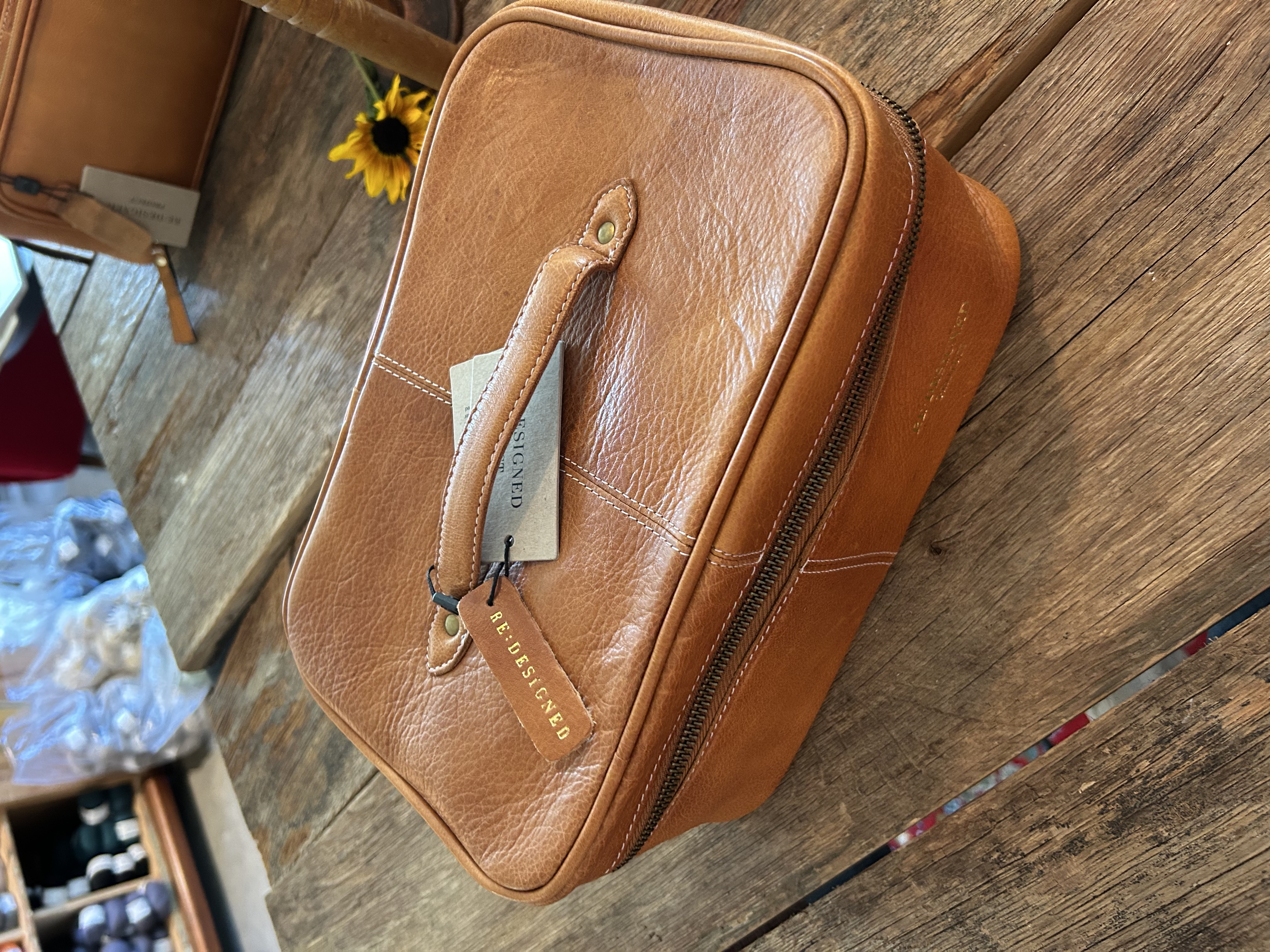 Genuine leather project bag