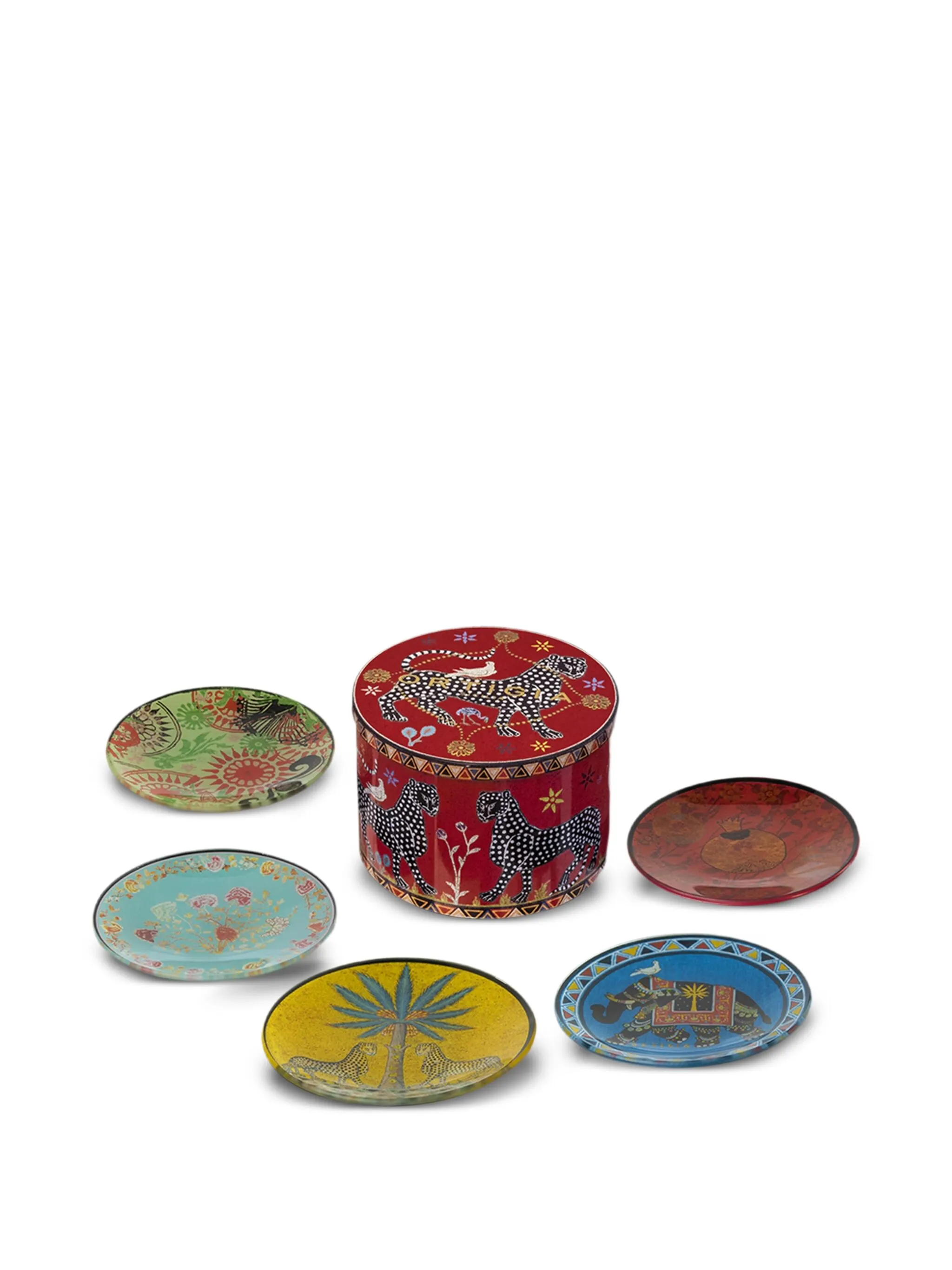 ORTIGIA Red Tin 5 Glass Plates